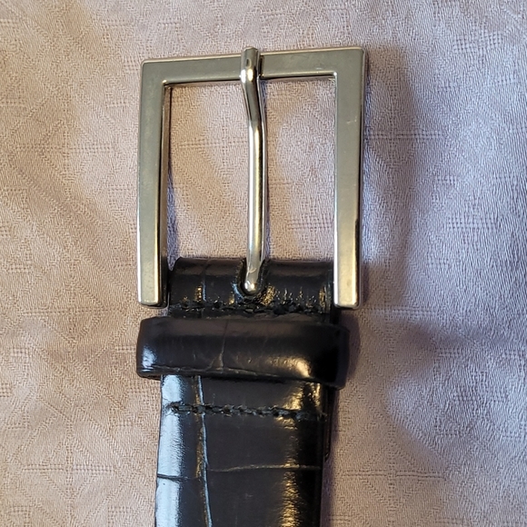 Trafalgar men's size 36" black leather croc embossed belt Made in USA - Picture 6 of 14